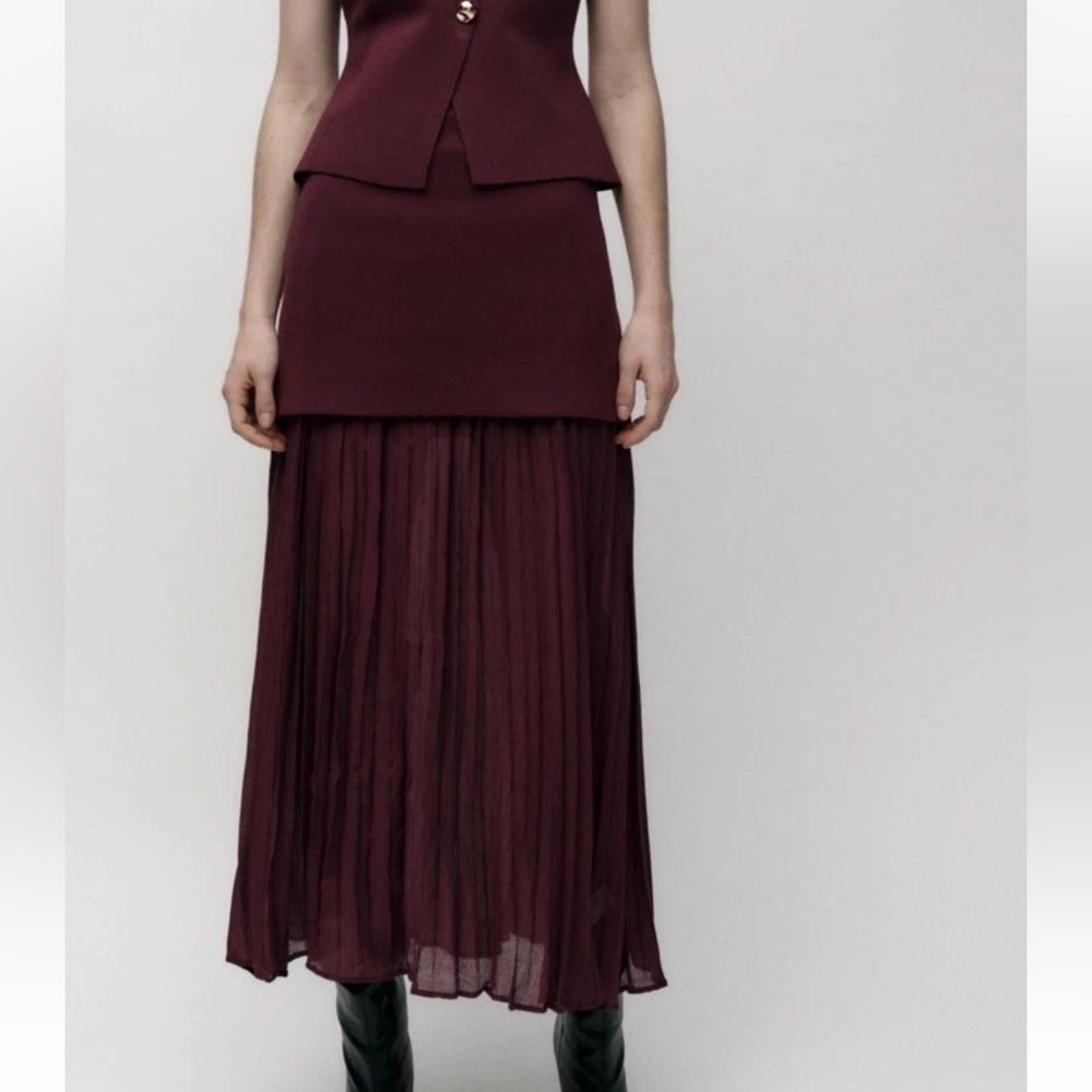 Zara Mixed Pleated Knit Skirt